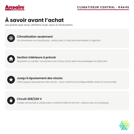 Climatiseur central Arcoaire R4A4S — à savoir avant l’achat