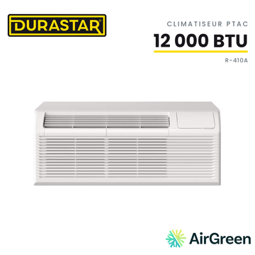Climatiseur PTAC DURASTAR | 12000 BTU - R410A — installée par AirGreen à Montréal, Laval, Longueuil, Rive-Sud et Rive-Nord