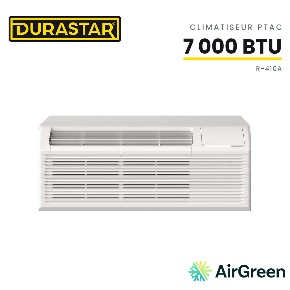 Climatiseur PTAC DURASTAR | 7000 BTU - R410A — installée par AirGreen à Montréal, Laval, Longueuil, Rive-Sud et Rive-Nord
