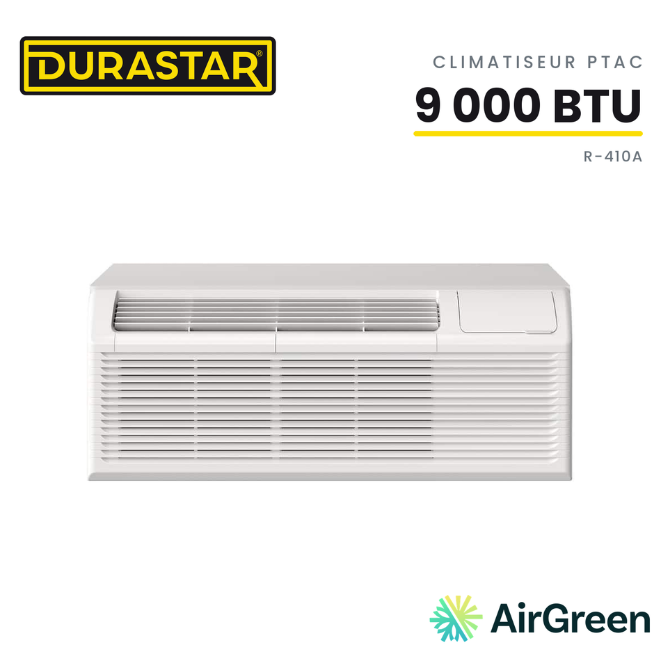 Climatiseur PTAC DURASTAR | 9000 BTU - R410A — installée par AirGreen à Montréal, Laval, Longueuil, Rive-Sud et Rive-Nord