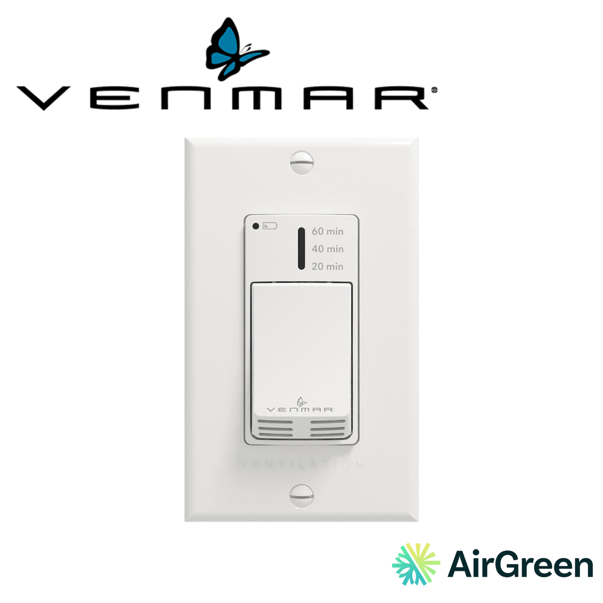 Commande murale VENMAR 20-40-60 Minute Deluxe Override 41401 — vente et installation par AirGreen à Montréal, Laval, Longueuil, Rive-Sud et Rive-Nord
