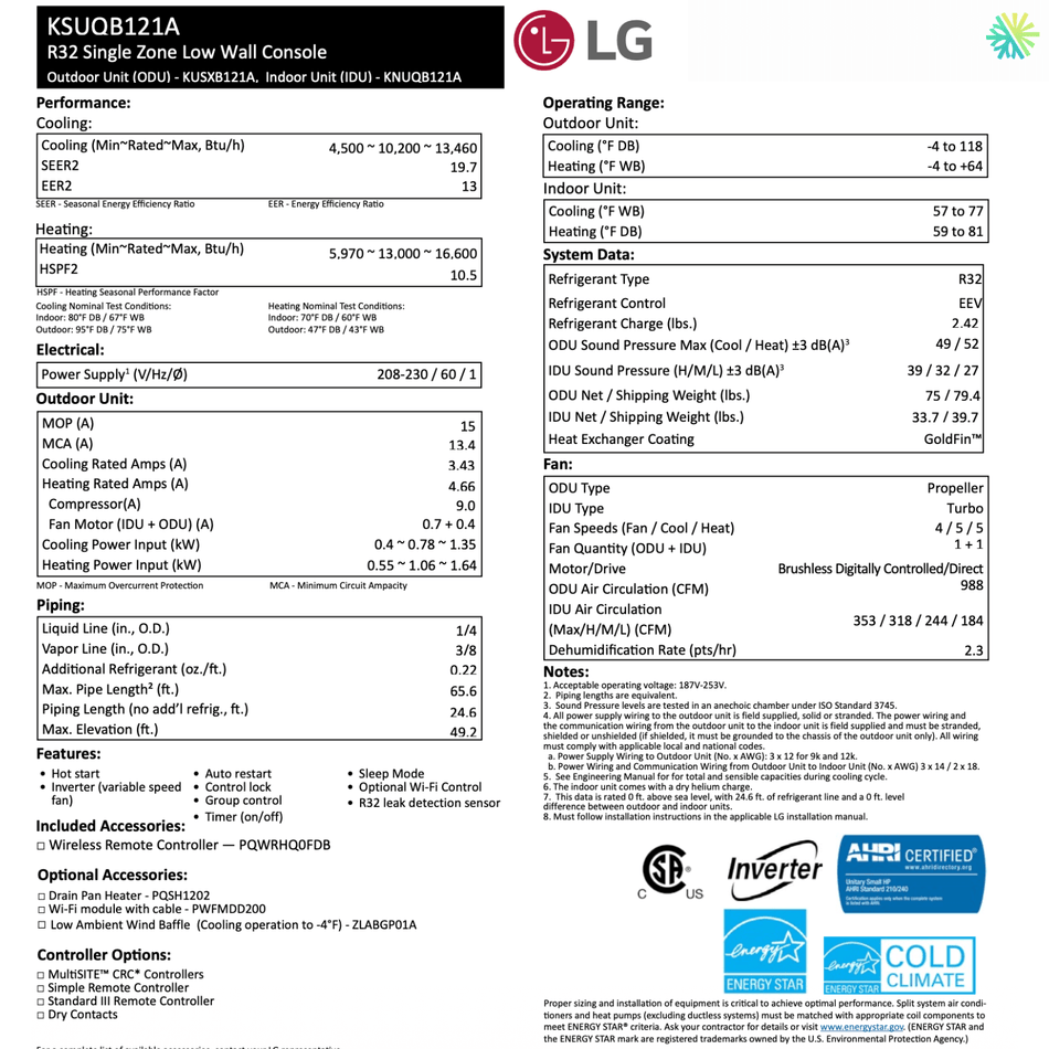 Console de Plancher LG R32 | 12000 BTU - Thermopompe