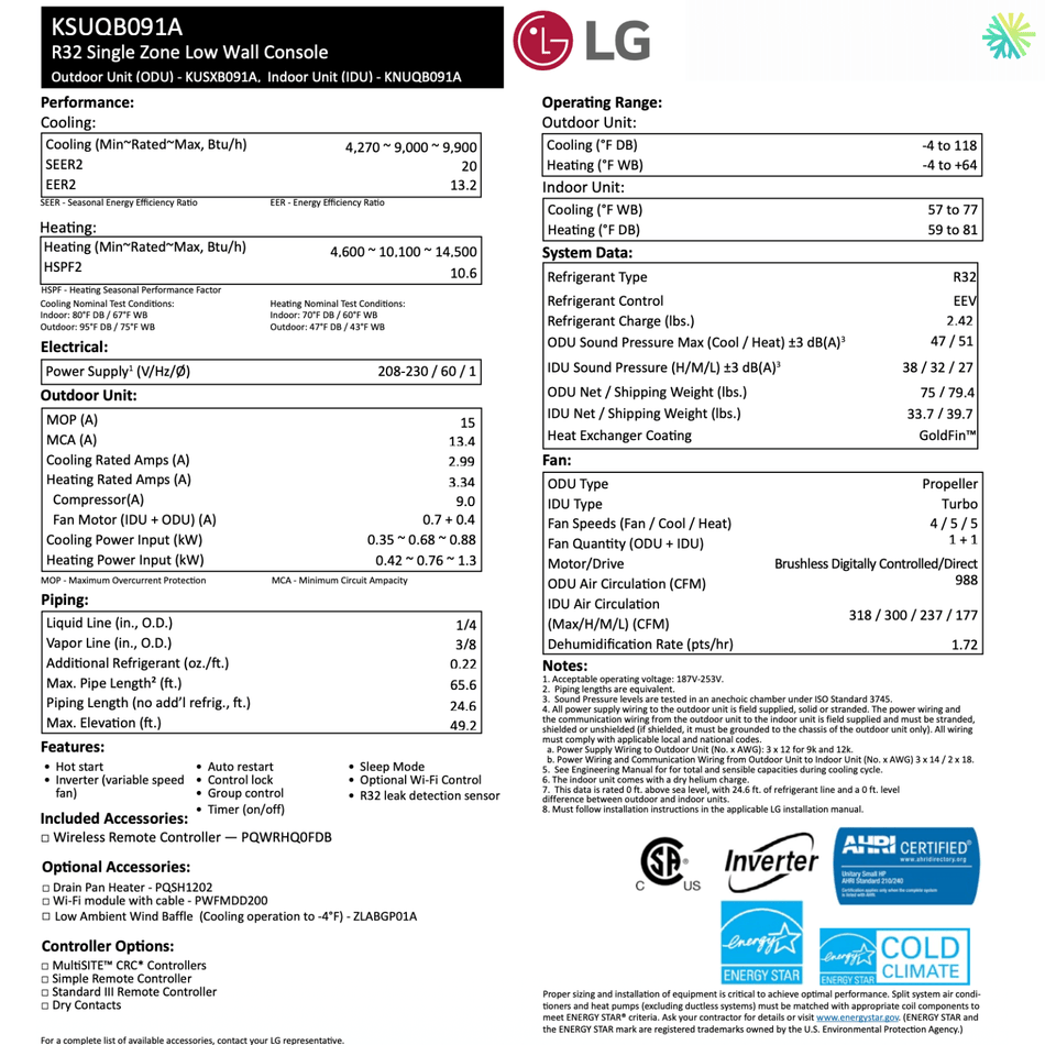 Console de Plancher LG R32 | 9000 BTU - Thermopompe