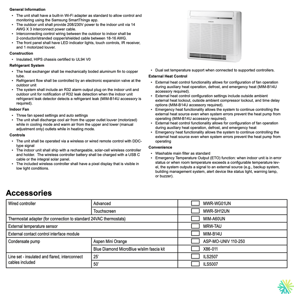SAMSUNG : Console de Plancher PREMIUM FJM | 15000 BTU