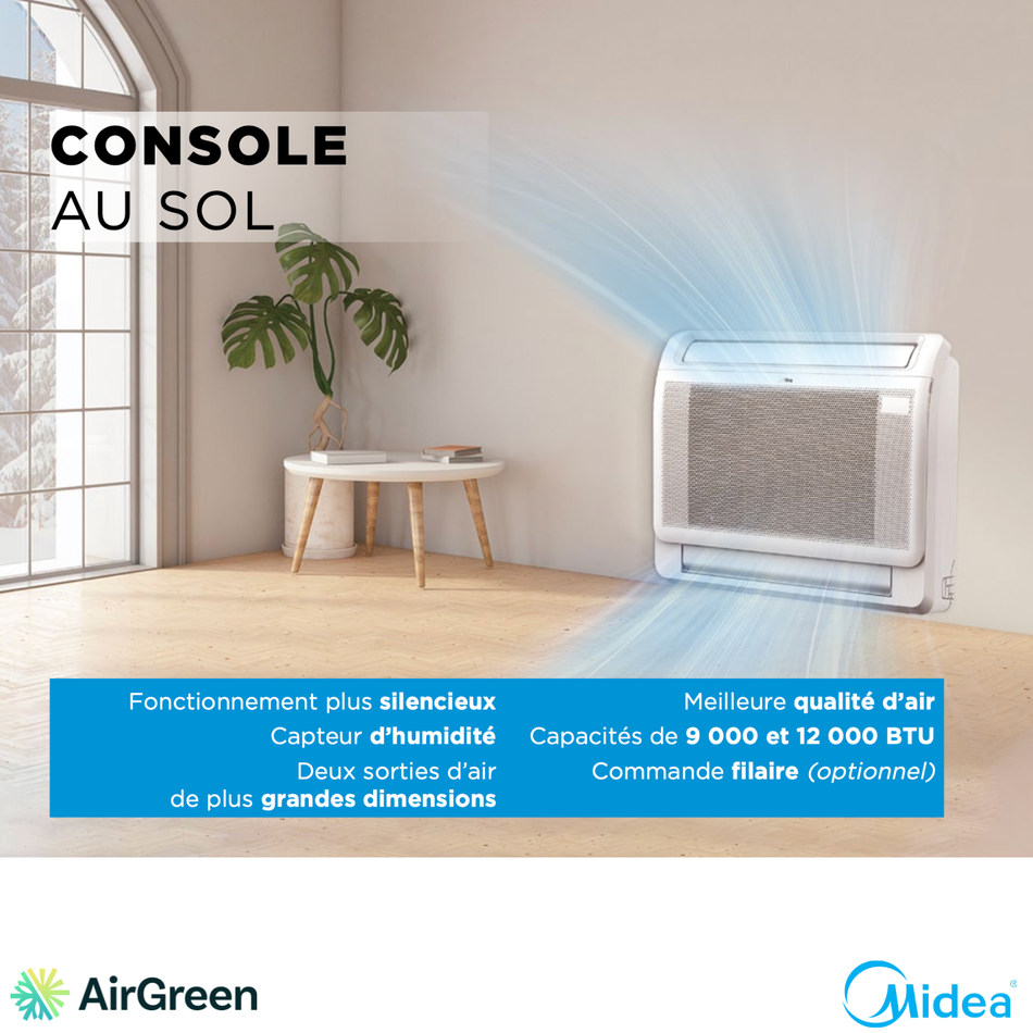 MIDEA - Console au Sol - Thermopompe | 9 000 BTU