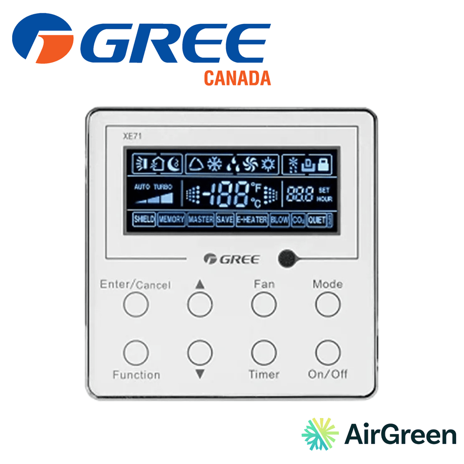 Contrôleur mural GREE XE71 — vente et installation par AirGreen à Montréal, Laval, Longueuil, Rive-Sud et Rive-Nord