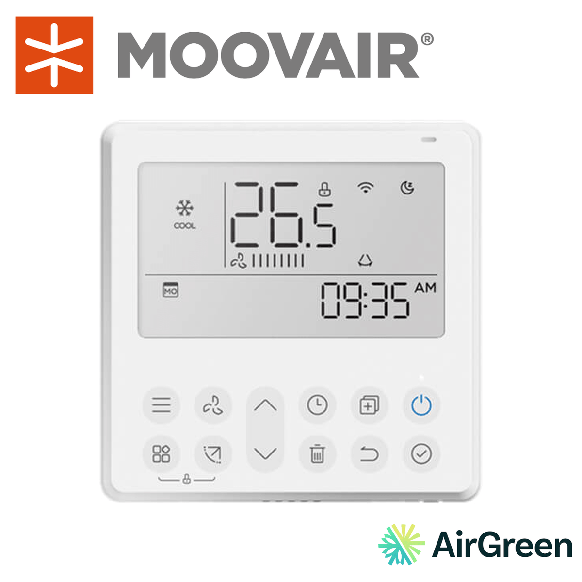 Contrôleur mural MOOVAIR Wi-Fi KJR-120N/X6W — vente et installation par AirGreen à Montréal, Laval, Longueuil, Rive-Sud et Rive-Nord