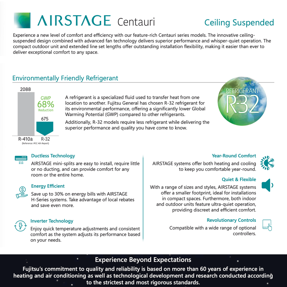 FUJITSU Centauri Heat Pump | Ceiling Suspended System | 30,000 BTU