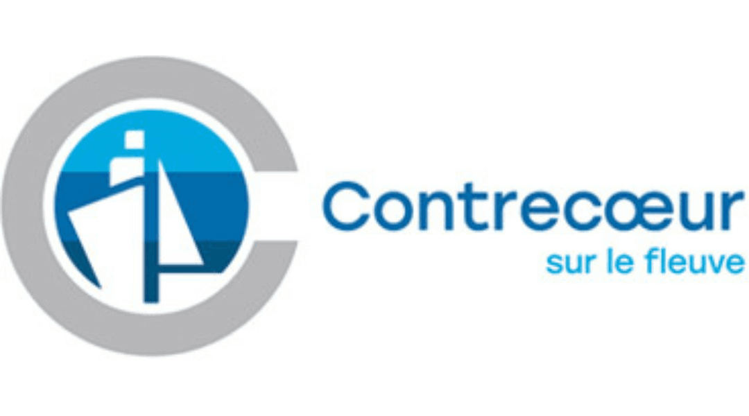 Logo of Contrecoeur sur le fleuve with stylized ship and letter 'C' design.