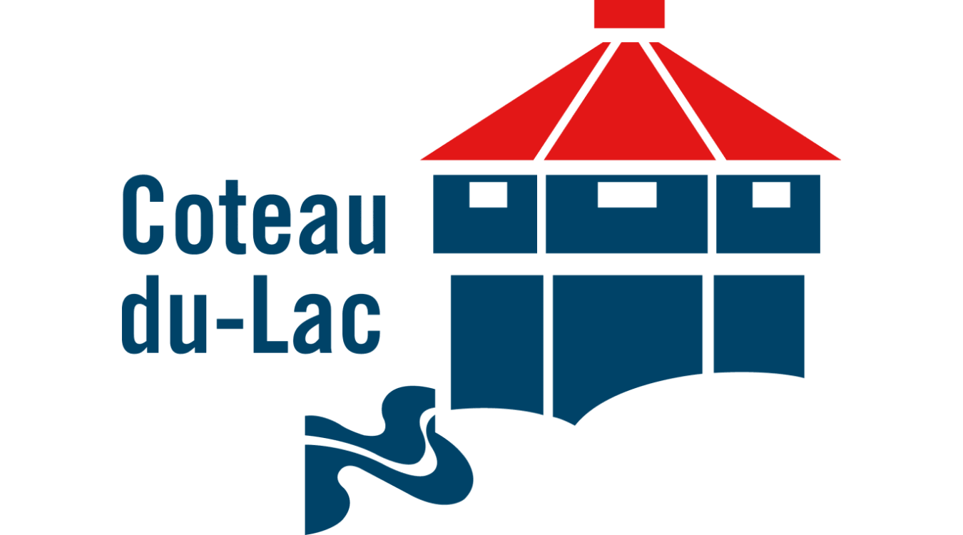 Logo of Coteau du Lac featuring a stylized red and blue structure with text.