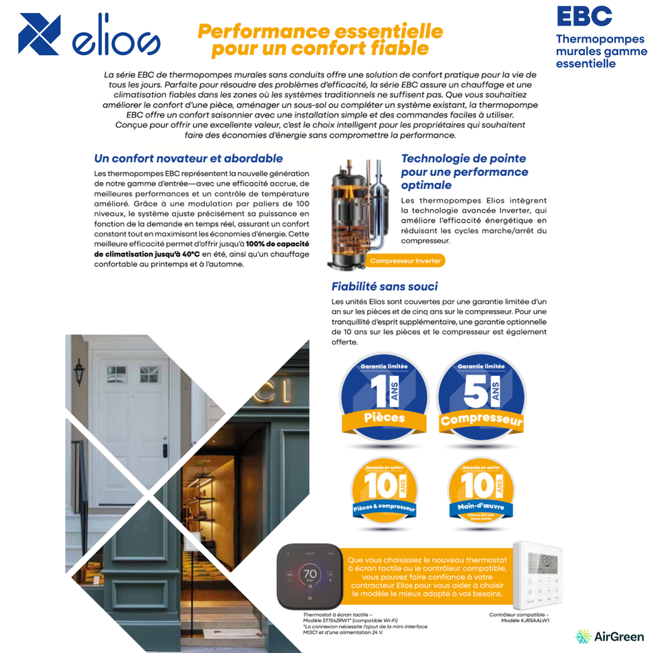 Climatiseur Thermopompe ELIOS EBC | 12 000 BTU - R454B | Laval