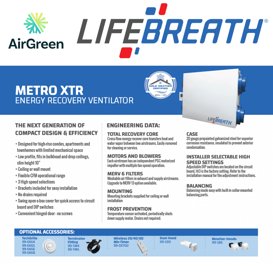 LIFEBREATH METRO XTR Air Exchanger Montreal, Laval, Longueuil, South Shore and North Shore