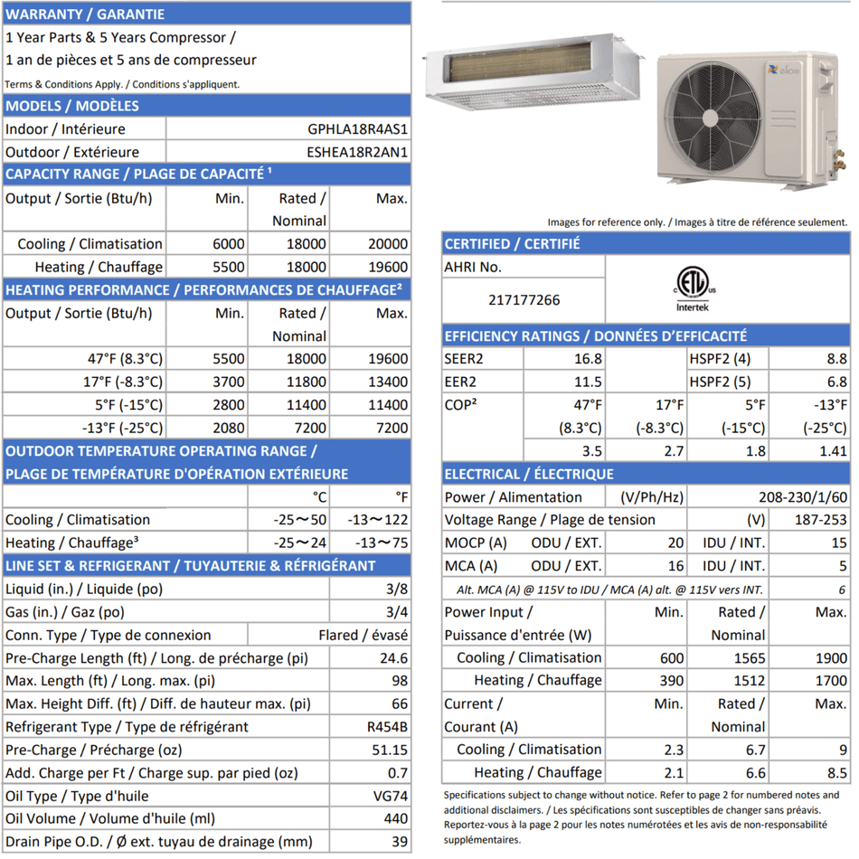 ELIOS Extra-Slim (Pancake) Heat Pump Fan Coil Unit | 18,000 BTU