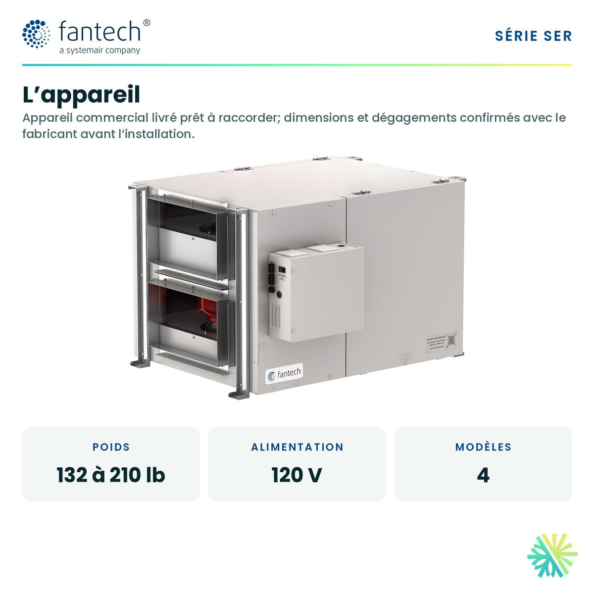 Fantech SER 700 — dimensions et installation