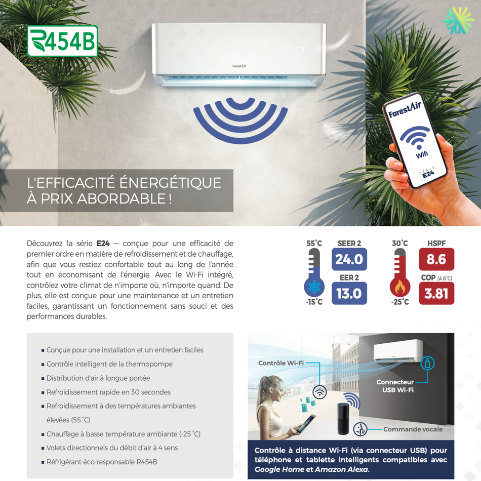 Thermopompe Murale ForestAir E24 R454B | 9 000 BTU - Grand Montréal