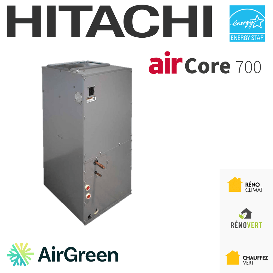 HITACHI airCore 700 | Fournaise Électrique R32 | 1.5 Tonnes - 18 000 BTU