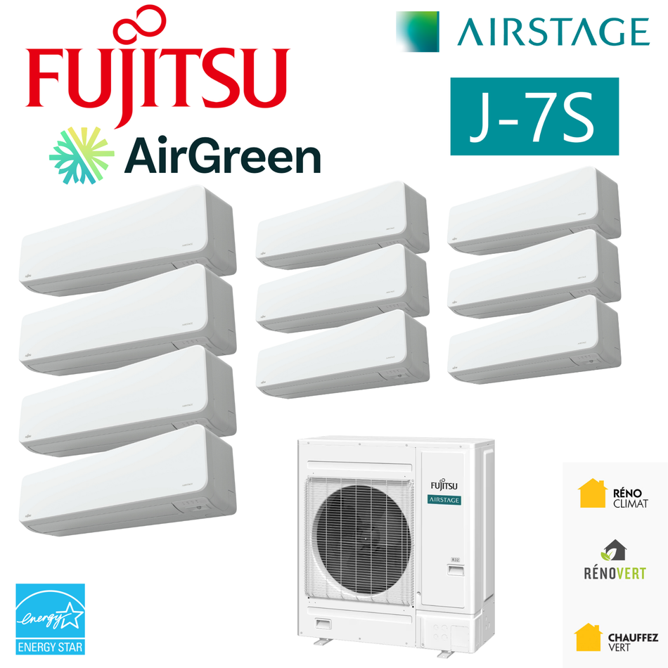 FUJITSU AIRSTAGE J-7S VRF R32 | 48000 BTU - 10 Unités Intérieures