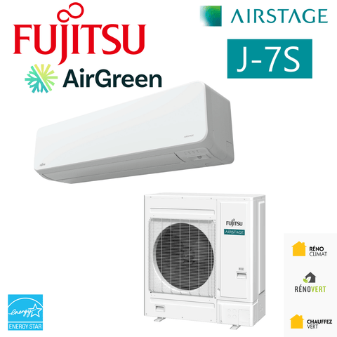 FUJITSU AIRSTAGE J-7S Mini-VRF R32 | 36000 BTU - 1 Tête product image showing indoor and outdoor units.