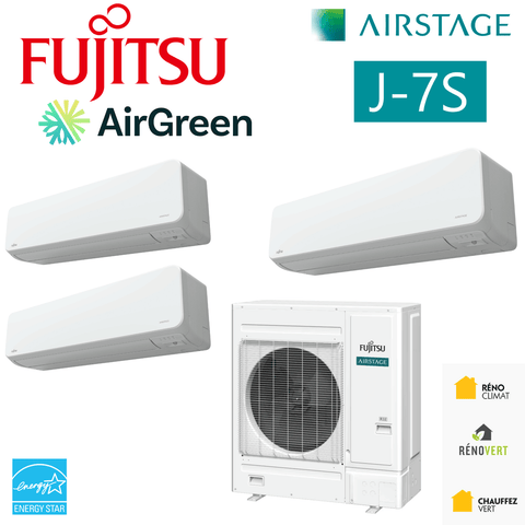 FUJITSU AIRSTAGE J-7S Mini-VRF | 24000 BTU - 3 Zones R32 multiple indoor and outdoor units