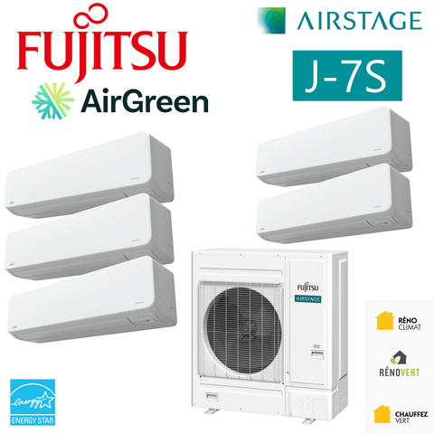 FUJITSU AIRSTAGE J-7S Mini-VRF R32 | 36000 BTU - 5 Têtes air conditioning system with indoor and outdoor units