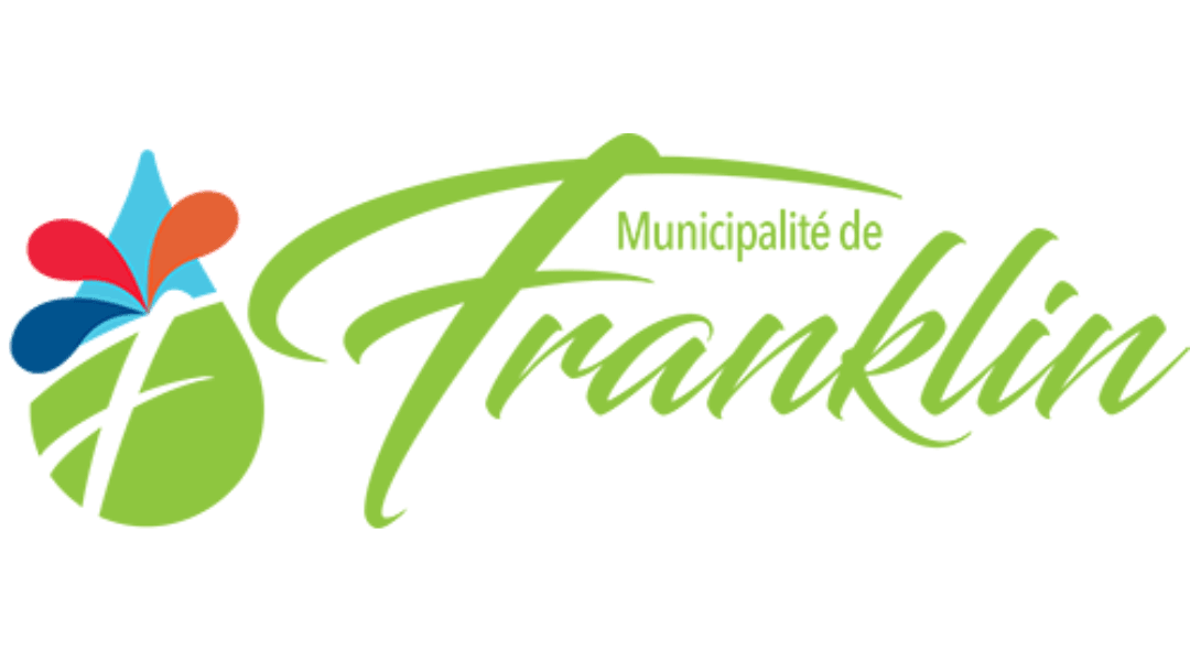 Logo of Municipalité de Franklin with stylized green text and colorful abstract elements.