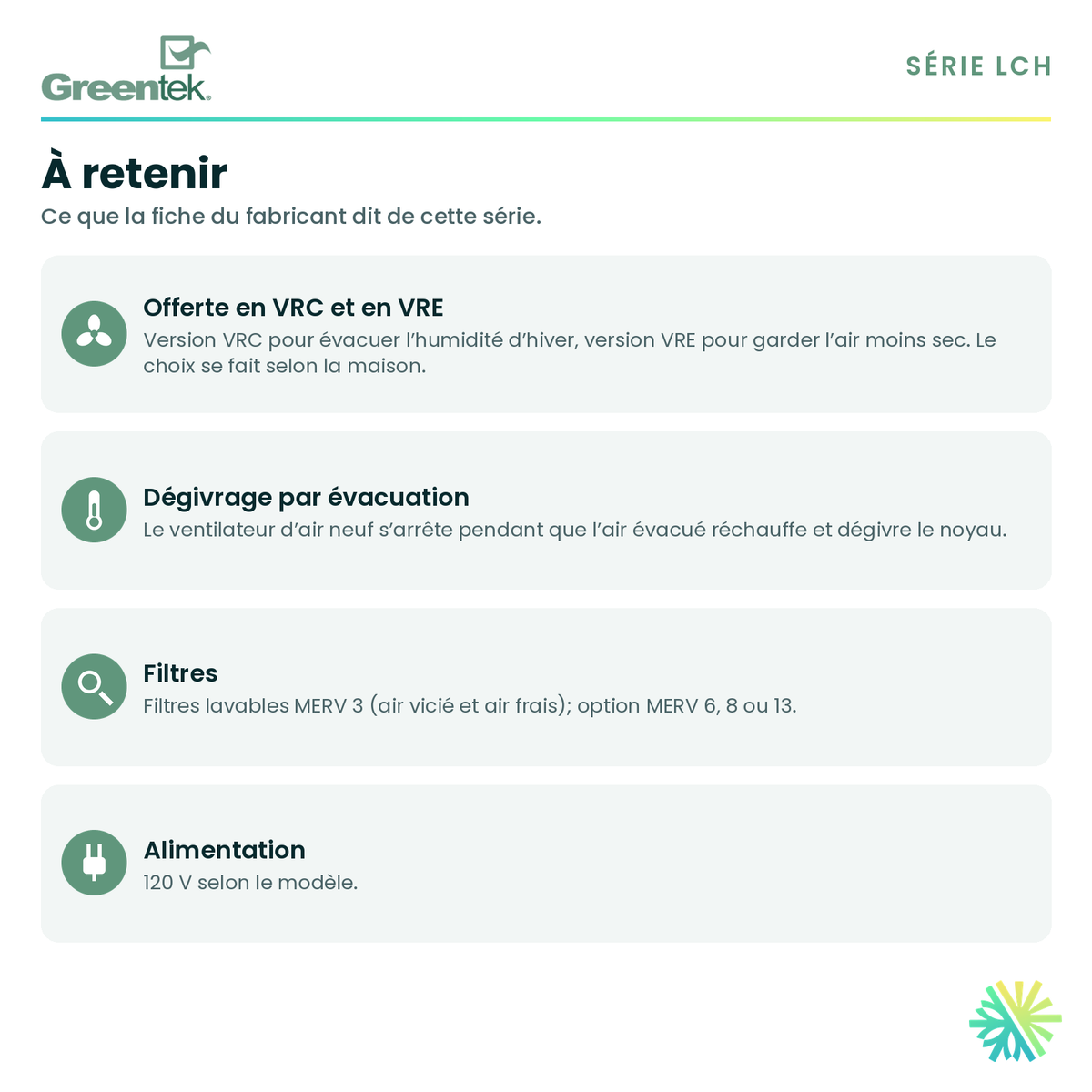 GreenTek LCH-7E — points forts de la série