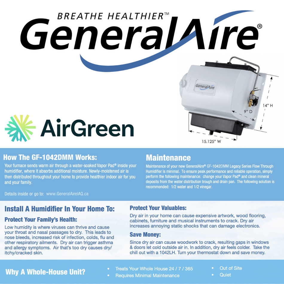 GeneralAire GF1042DMD Humidifier | Installation in Montreal, Laval, Longueuil, South Shore and North Shore