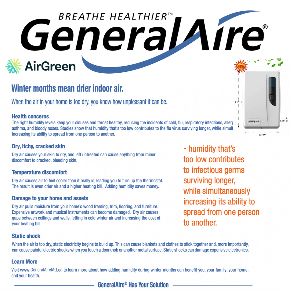 GeneralAire GF5500 Steam Humidifier | Installation in Montreal, Laval, Longueuil, South Shore and North Shore