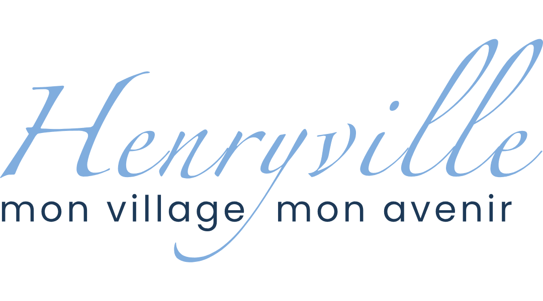 Logo of Henryville with the slogan 'mon village mon avenir' in elegant script font.