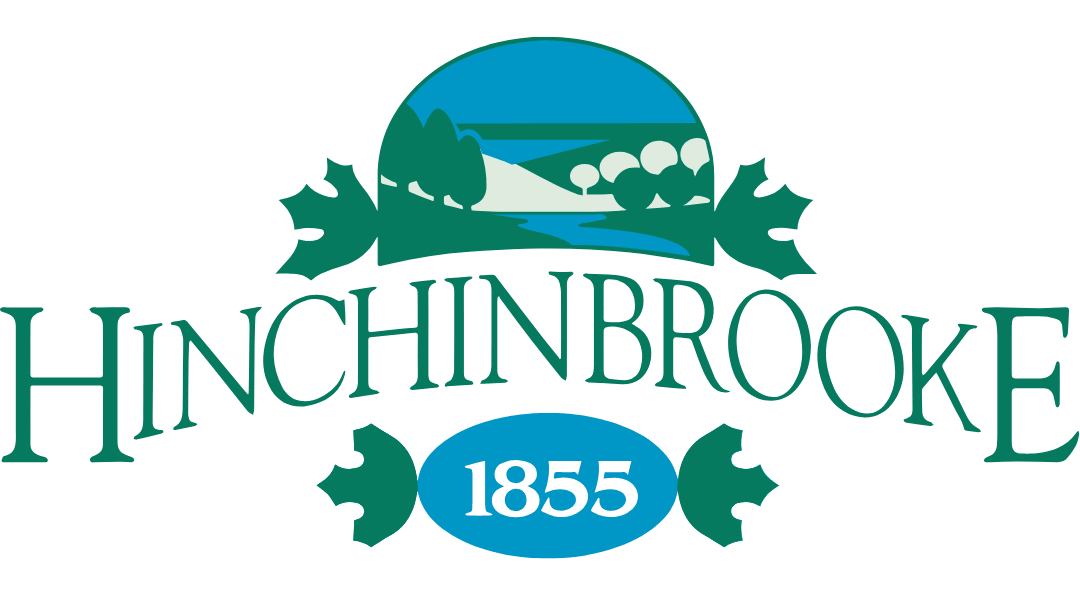 Hinchinbrooke logo featuring landscape and '1855' in green and blue.
