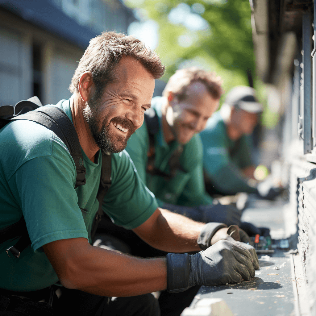 AirGreen technicians working on an outdoor unit