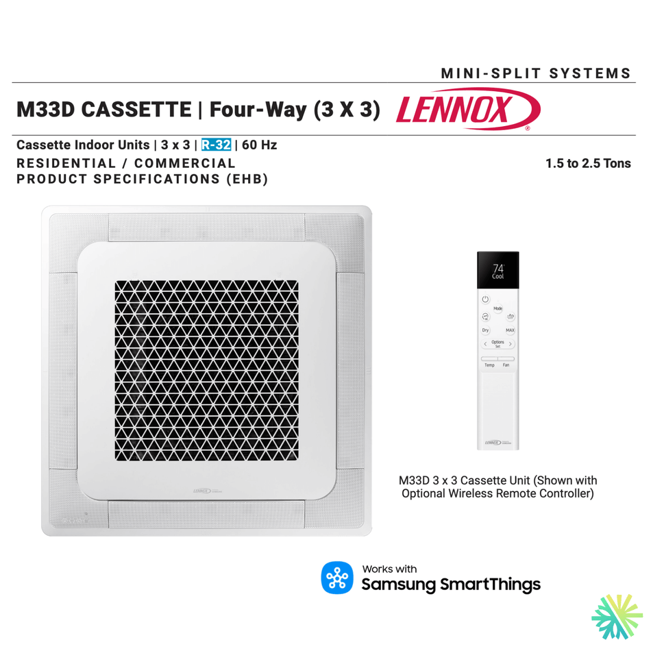 Cassette Plafond à 4 voies (3 x 3) LENNOX M33D | 24 000 BTU - Performance et Élégance pour Climatisation