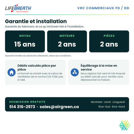 Lifebreath 650 DD — garantie du fabricant et installation AirGreen