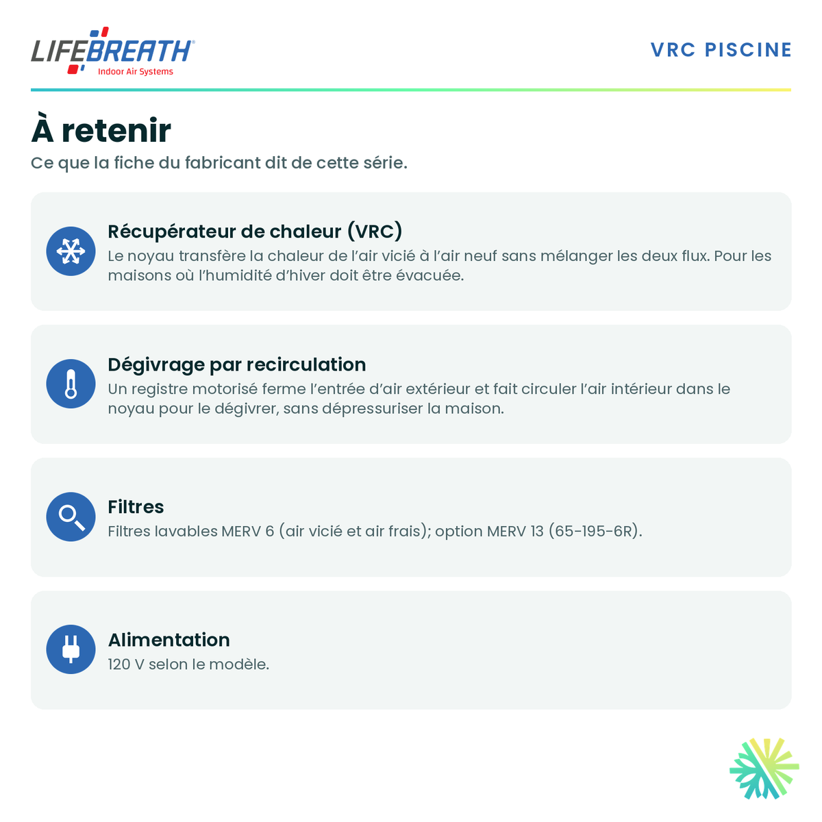 Lifebreath 1200 Pool — points forts de la série