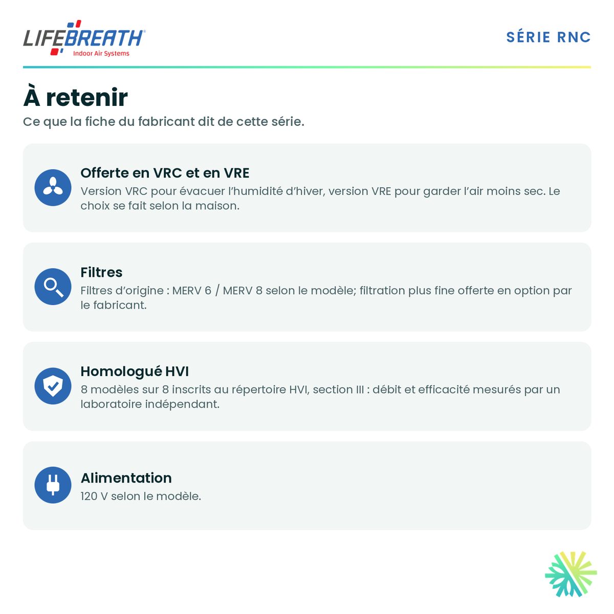 Lifebreath RNC5-TPF — points forts de la série