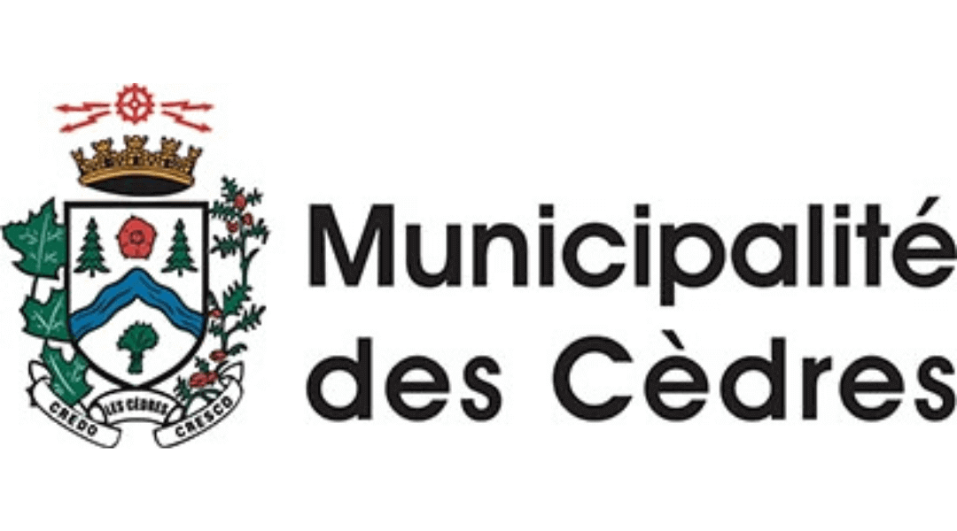Logo of Municipalité des Cèdres featuring a detailed crest with trees and a river.