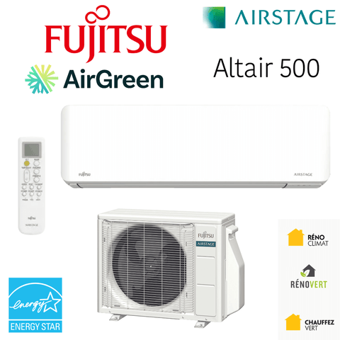 Thermopompe Murale FUJITSU ALTAIR 500 | KPAS R-32 | 36 000 BTU for Montréal, Laval, Longueuil, Rive Sud & Rive Nord by AirGreen
