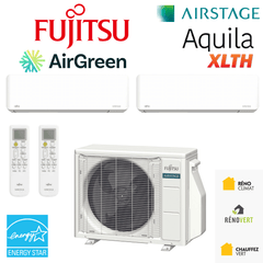 Thermopompe multizone Fujitsu Aquila XLTH · 2&nbsp;zones, 18&nbsp;000&nbsp;BTU