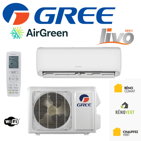 Thermopompe Murale Gree Livo Gen4 de 9 000 BTU | Montréal, Laval, Longueuil, Rive Sud et Rive Nord