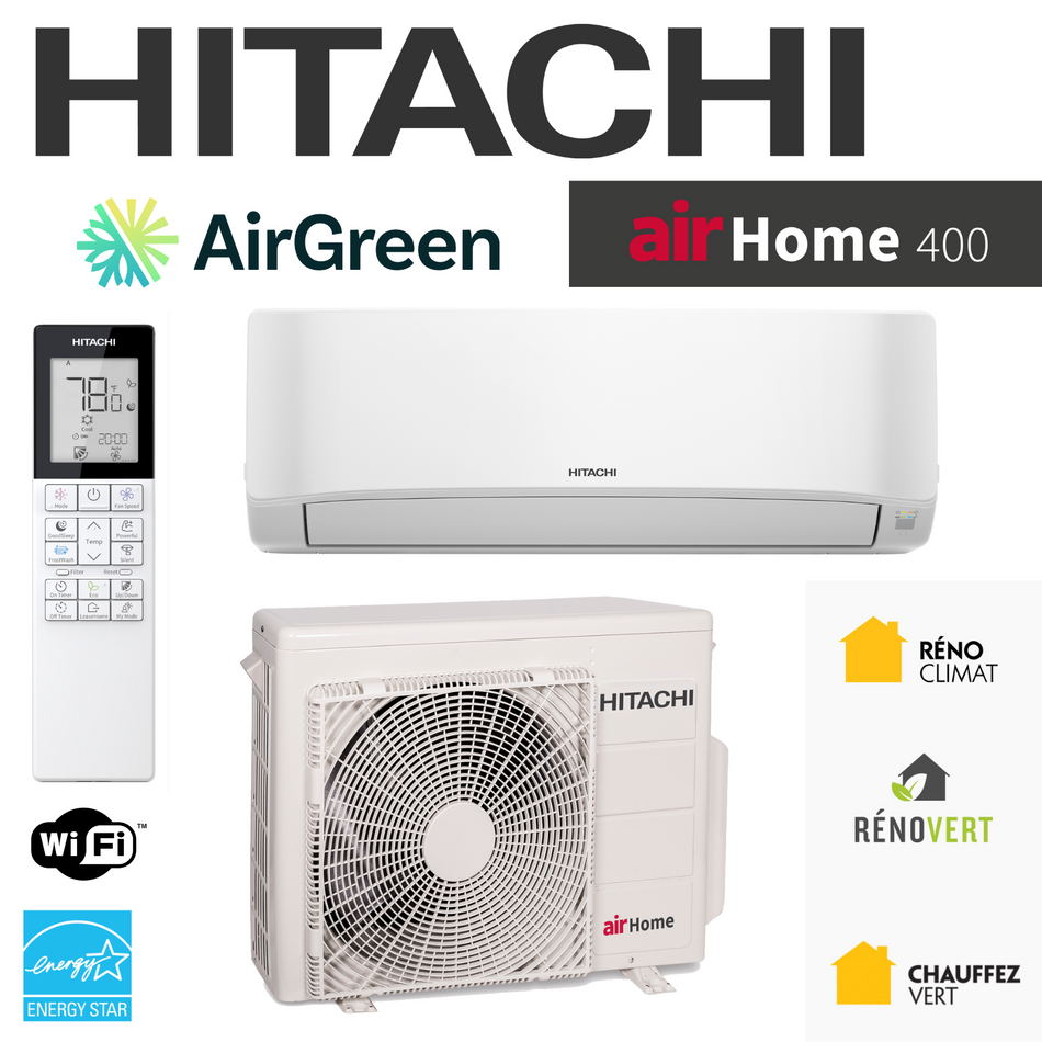 Thermopompe Murale HITACHI airHome 400 | 12 000 BTU (115V) - Vente & Installation