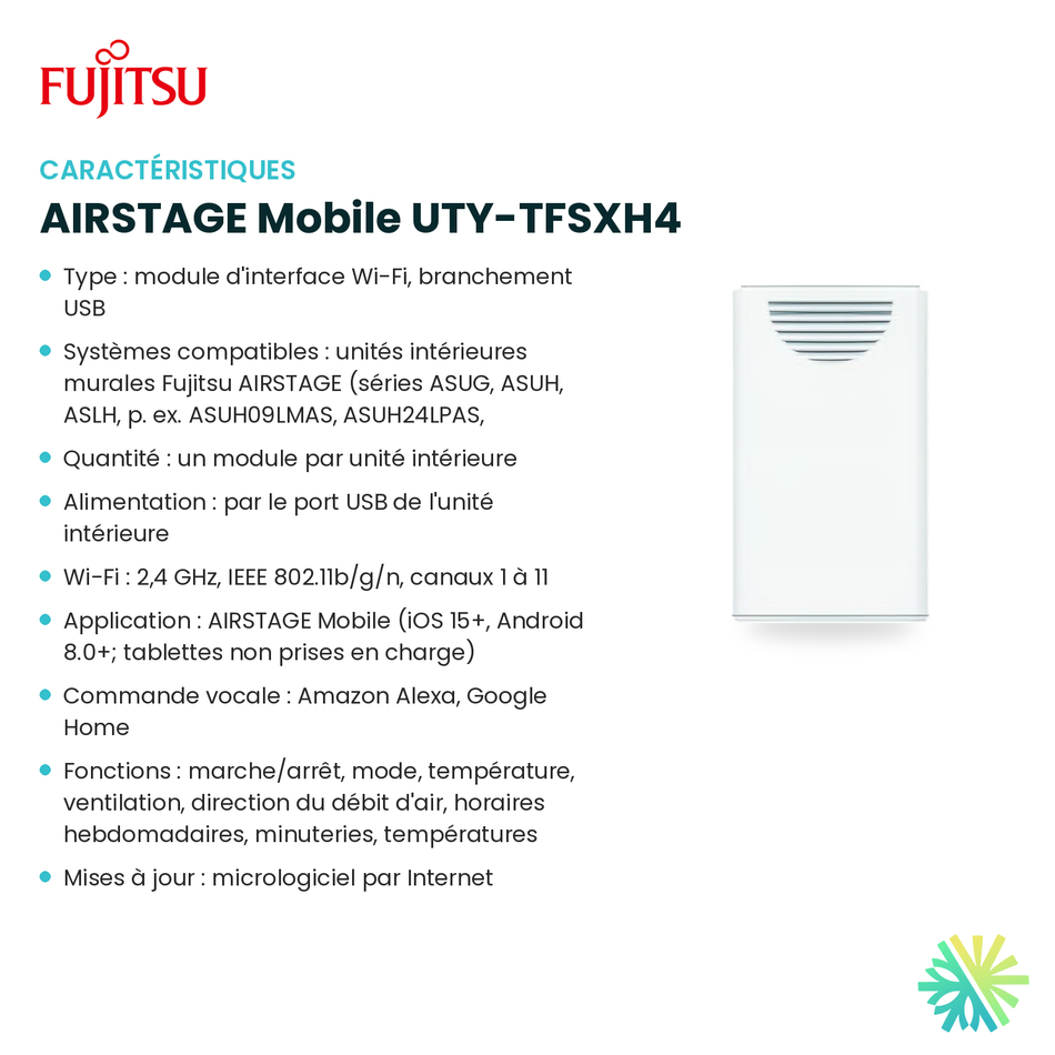 Fiche technique : Module Wi-Fi FUJITSU AIRSTAGE Mobile UTY-TFSXH4 — AirGreen, Montréal, Laval, Longueuil, Rive-Sud et Rive-Nord