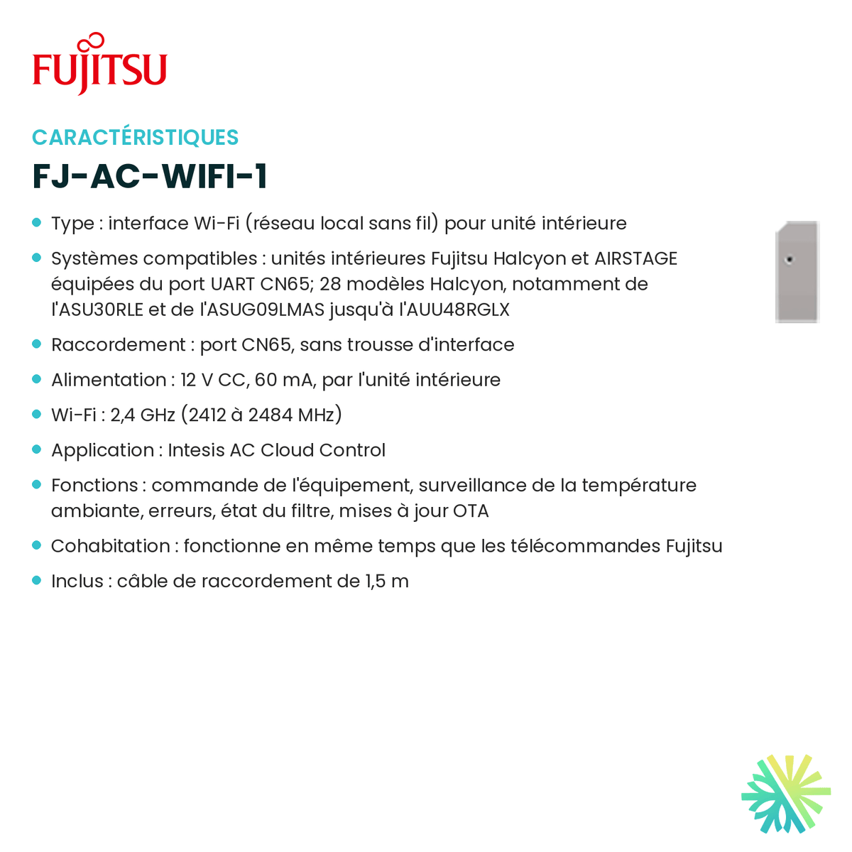 Fiche technique : Module Wi-Fi FUJITSU FJ-AC-WIFI-1 — AirGreen, Montréal, Laval, Longueuil, Rive-Sud et Rive-Nord