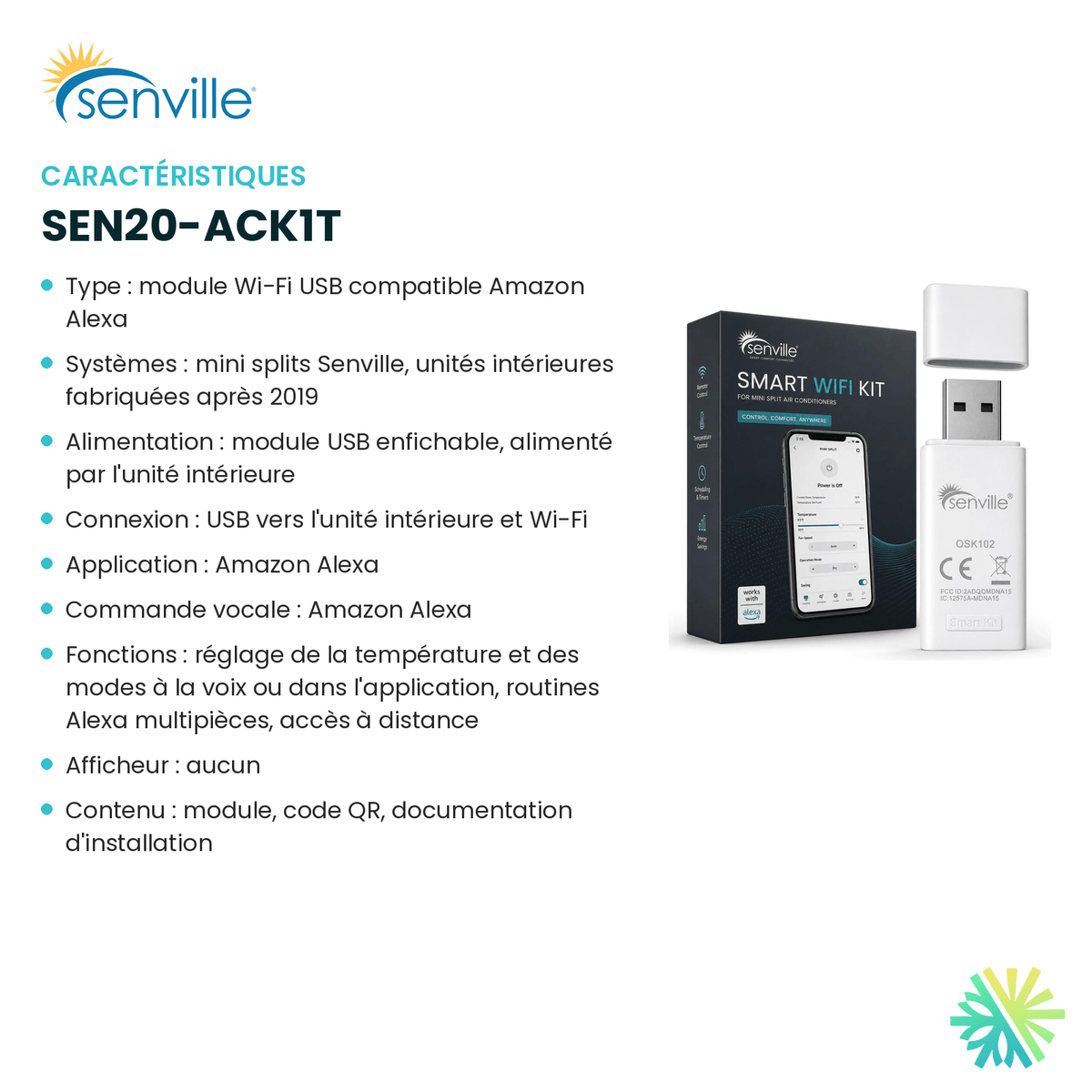 Fiche technique : Module Wi-Fi SENVILLE SEN20-ACK1T — AirGreen, Montréal, Laval, Longueuil, Rive-Sud et Rive-Nord