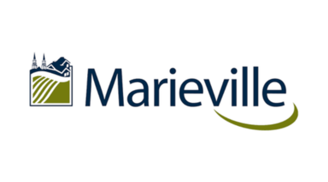 Marieville logo featuring a landscape icon with trees and mountains