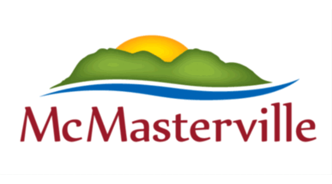 McMasterville logo with green hills and a sun backdrop.