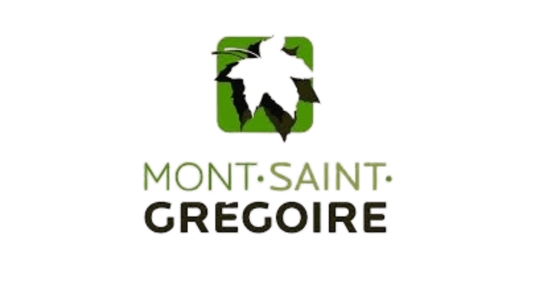 Mont Saint Gregoire logo featuring a green square with a white and black leaf design.