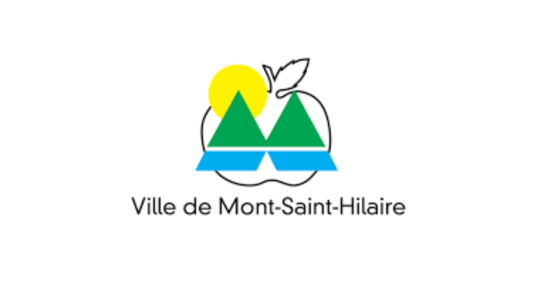 Logo of Ville de Mont-Saint-Hilaire featuring mountains and a sun.
