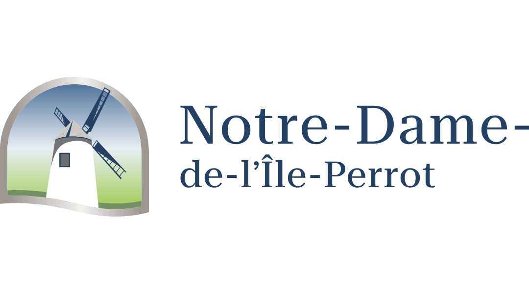 Logo of Notre-Dame-de-l'Île-Perrot with a stylized windmill icon.