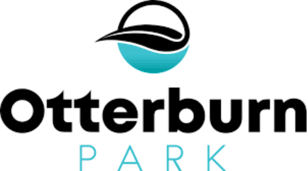 Otterburn Park logo with stylized wave design and turquoise accents