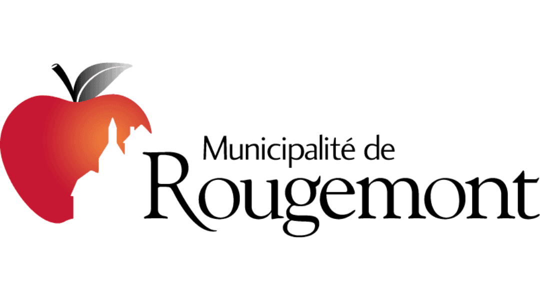 Logo of Municipalité de Rougemont with red apple and silhouette of buildings.